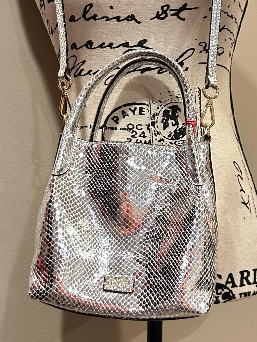 Frances Valentine Teeny Sweet Pea Snakeskin Embossed Metallic Leather Handbag